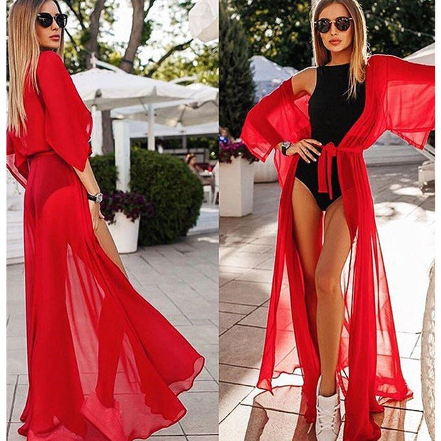 Summer ladies swimwear bikini cover beach chiffon dress