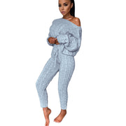 Knitted Tracksuit Two Piece Set Women