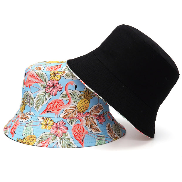 Leaf Printing Bucket Hat Sunshade Double-sided Bucket