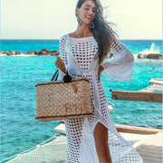 Women Crochet Beach Knitted Beach Cover Up Dress Tunic Long