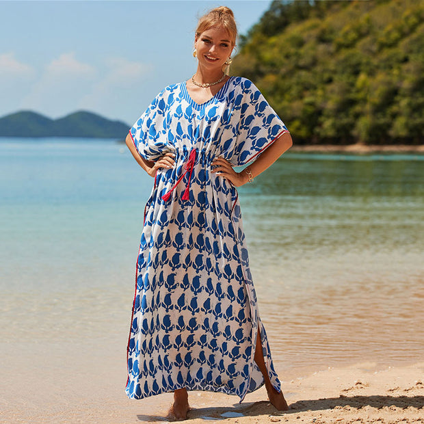 Vacation Sun Protection Positioning Printing Beach Cover-up