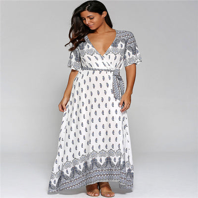 Bohemian printed long skirt beach cover dress