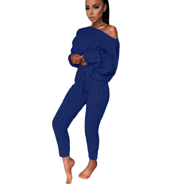 Knitted Tracksuit Two Piece Set Women