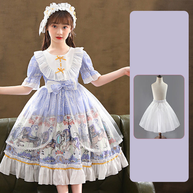 Short Sleeve Children's Dress Lolita Skirt Full Set