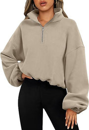 Zipper Stand Collar Sweatshirt Thick Warm Clothing