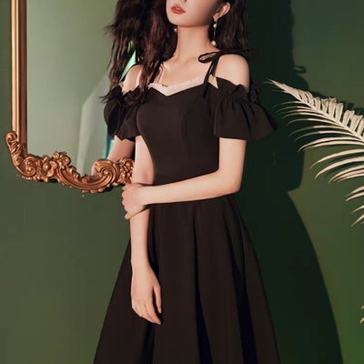 Elegant One-shoulder Mini Vintage Dress