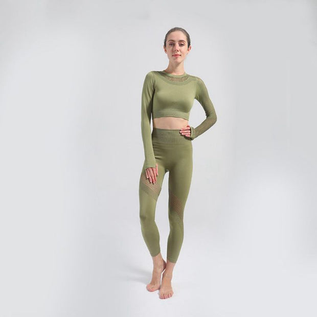 Autumn Yoga Clothing Suit Female Sports Female BE Hollow