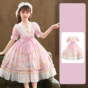 Short Sleeve Children's Dress Lolita Skirt Full Set