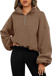 Zipper Stand Collar Sweatshirt Thick Warm Clothing