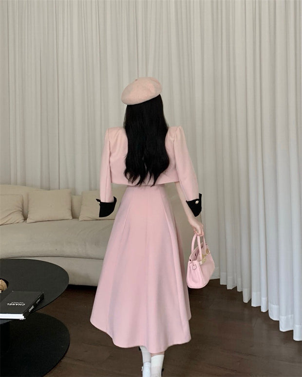 Short Coat High Waist Long Skirt Two-piece Set