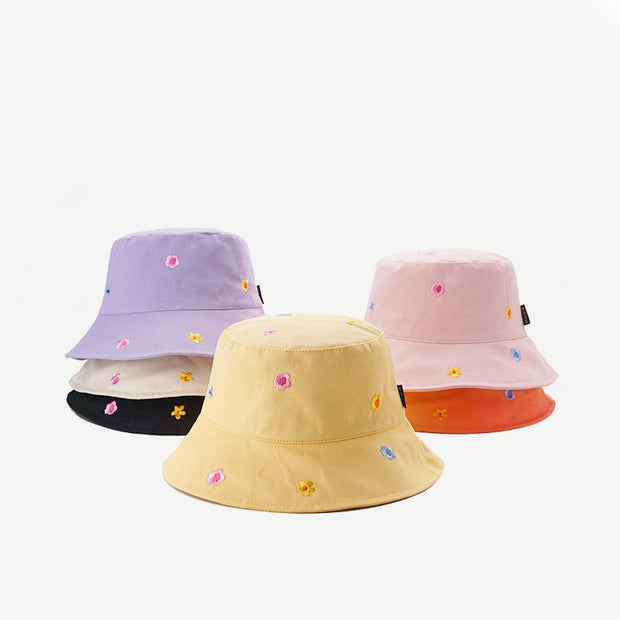 Women's Flower Embroidered Sunshade Bucket Hat