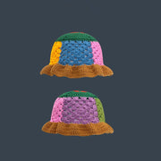 Japanese-style Retro Hollow Flower Handmade Knitted Bucket Hat Women