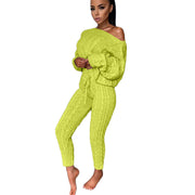 Knitted Tracksuit Two Piece Set Women