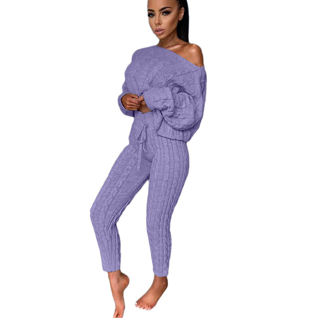 Knitted Tracksuit Two Piece Set Women