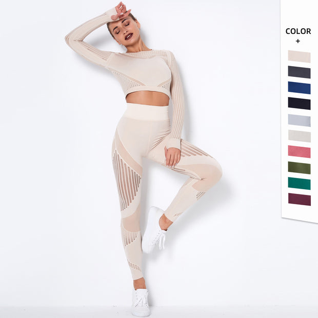 Seamless Knitted Absorbent Yoga Long-Sleeved Suit Yoga Wearsuit