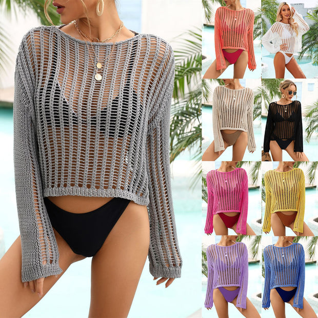 Beach Cover Hollow-out Knitted Blouse