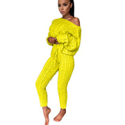 Knitted Tracksuit Two Piece Set Women