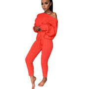 Knitted Tracksuit Two Piece Set Women