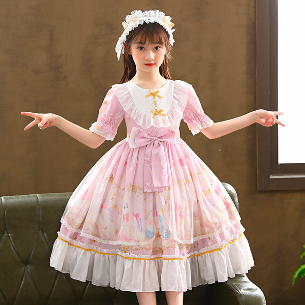 Short Sleeve Children's Dress Lolita Skirt Full Set